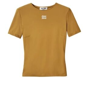 Miu Miu Stretch Jersey Top In Olive Green